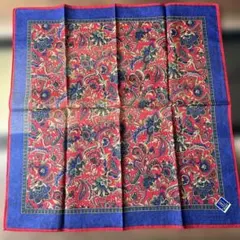 イヴサンローラン ハンカチ ペイズリー柄 綿100 赤 青 スカーフ