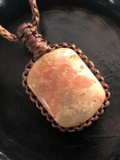 【フォッシルコーラル(4)】一粒サイズ ハンドメイド 紐ネックレス FC409