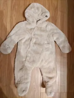 ZARA ロンパース カバーオール アイボリー　もこもこ　フード付　68cm