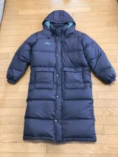 umbro　ロングダウンジャケット ベンチコート　ネイビー フード付Oサイズ
