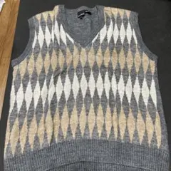 Royal Knight アーガイルベスト L グレー系　美品‼️