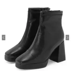 スクエアトゥチャンキーヒールブーツ［gd1528］