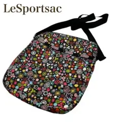 レスポートサック 花柄 ショルダーバッグ ナイロン 軽量 斜め掛け ブラック