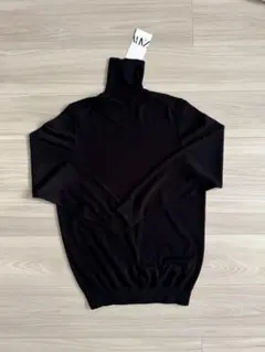 ZARA ブラック ビスコース混タートルネックセーター S 新品未使用タグ付き