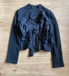 新品　ZARA　ザラ　異素材　フリル　スウェット　S