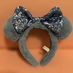 ディズニー ミニー カチューシャ スパンコールリボン もこもこふわふわ 水色 青