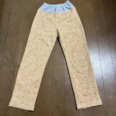 リボン柄　裏起毛　パンツ　あったか　ベージュ　女の子　冬