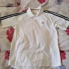 adidas 半袖ホワイト ポロシャツ 3本ライン