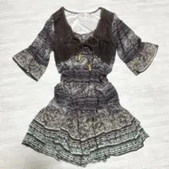 森ガール チュニック フェアリーグランジ ペイズリー フリル ワンピース