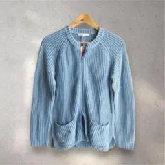■earthy living■春色 ムラ染め Wジッパー ニットカーディガンM
