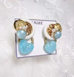 【No.5】ハート ホワイト 2waw イヤリング