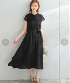 URBAN RESEARCH ROSSO 半袖 ワンピース レース ブラック