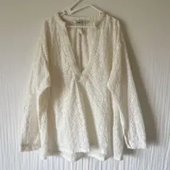 ZARA ザラ カットワークエンブロイダリー ブラウス レース M
