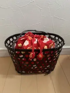 花柄 赤 和装用バッグ かご型 定価3289円