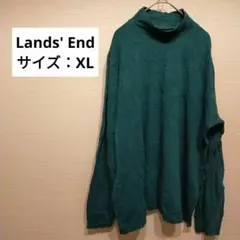 Lands' End リラックスフィット 長袖 Tシャツ XL ダークグリーン