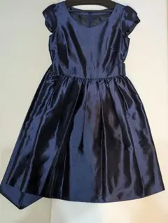 極美品！光沢ネイビー フレアドレス Sサイズ 結婚式/二次会
