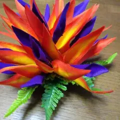 ММJ　フラダンス用花飾り オレンジ紫　バードオブパラダイス　タヒチアン