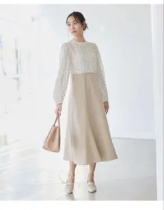 新品タグ付き　ロペピクニック　ドット柄ドッキングワンピース