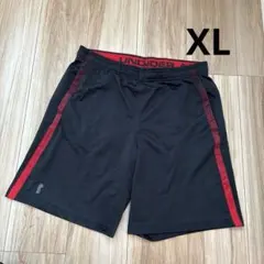 UNDER ARMOUR ジャージ ハーフパンツ　アンダーアーマー　XL 黒　赤