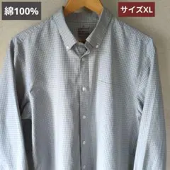 無印良品 ボタンダウンシャツ XL グレー系チェック 長袖 ゆったり　春先