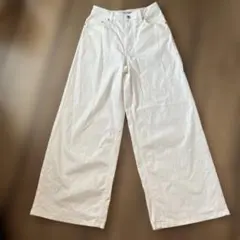【美品・シミなし】UNFILO 撥水ストレッチ ルーズワイドデニムパンツ S
