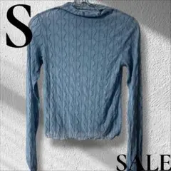 「即日発送」S CLASSICAL ELFライトブルー 波模様 長袖透けシャツ