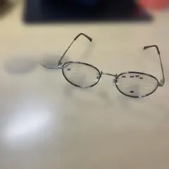 シルバーラウンドメガネ メタルフレーム　JINS レンズ、ケース付き