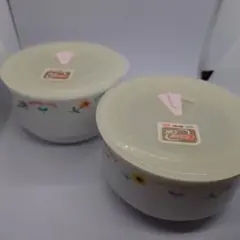 蓋付き陶器タッパー　保存容器　2点セット