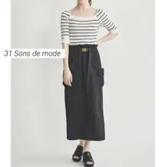 31 Sons de mode リブニット×カーゴスカートセットワンピース　38