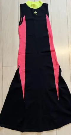 アディダス メッシュ ニットドレス ワンピース ロング タイトフレア