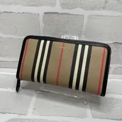 (美品)大人気、バーバリー、長財布、ラウンドジップ、ノバチェック、オールレザーのサムネイル