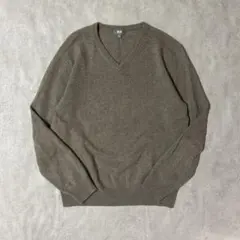 ユニクロ Vネック ニット セーター カシミヤ100% ベージュ