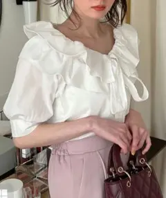 グレイル　ボウタイダブルカラーブラウス　　 カラー : オフホワイト