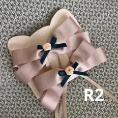 リボン型ヘアピン ピンクとネイビー 2 個セット