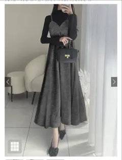 【新品未使用】GRL ラメツイードフレアキャミワンピース[sm204]