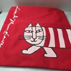 猫デザインの赤いトートバッグ