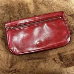 年末セール❣️昭和レトロ レディース クラッチバッグ 合皮革 レザー レッド