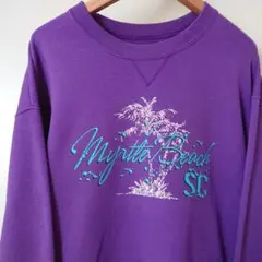 ☆US古着JERZEES/プリント/スウェット/パープル/L
