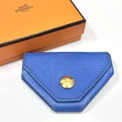 エルメス HERMES ルヴァンキャトル コインケース 小銭入れ レザー 青