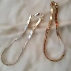 シルバー ゴールド スネークチェーンブレスレット