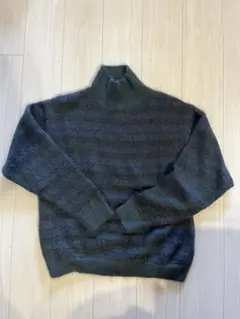 H beauty&youth ボーダーモヘアモックネックニット