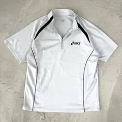 asics アシックス ハーフジップ 半袖 L ホワイト スポーツ 速乾