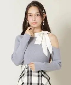 WILLSELECTION ワンショルリボンタイリブニットのサムネイル