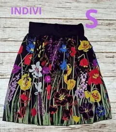 【美品】INDIVI 花柄 フレアスカート 36
