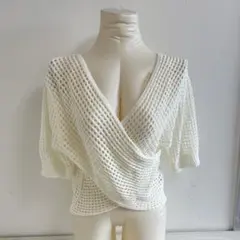 GRL（グレイル） クロスメッシュニットトップス Mサイズホワイト