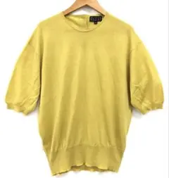 T05/023GUCCIグッチ半袖ニット無地 イエロー カシミヤシルク 金ボタンのサムネイル