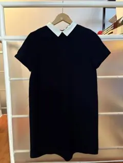ZARA ネイビー 襟　ミニワンピース 半袖　ポロ