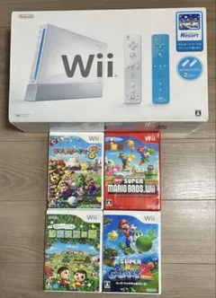 【すぐ遊べるふるセット】Wii本体（リモコン2本付）＋ 人気ソフト4本 まとめ