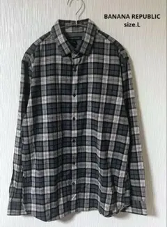 【美品】 BANANA REPUBLIC タータンチェック ネルシャツ　グレー