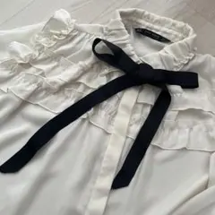 ZARA フリルリボン付きブラウス XS
